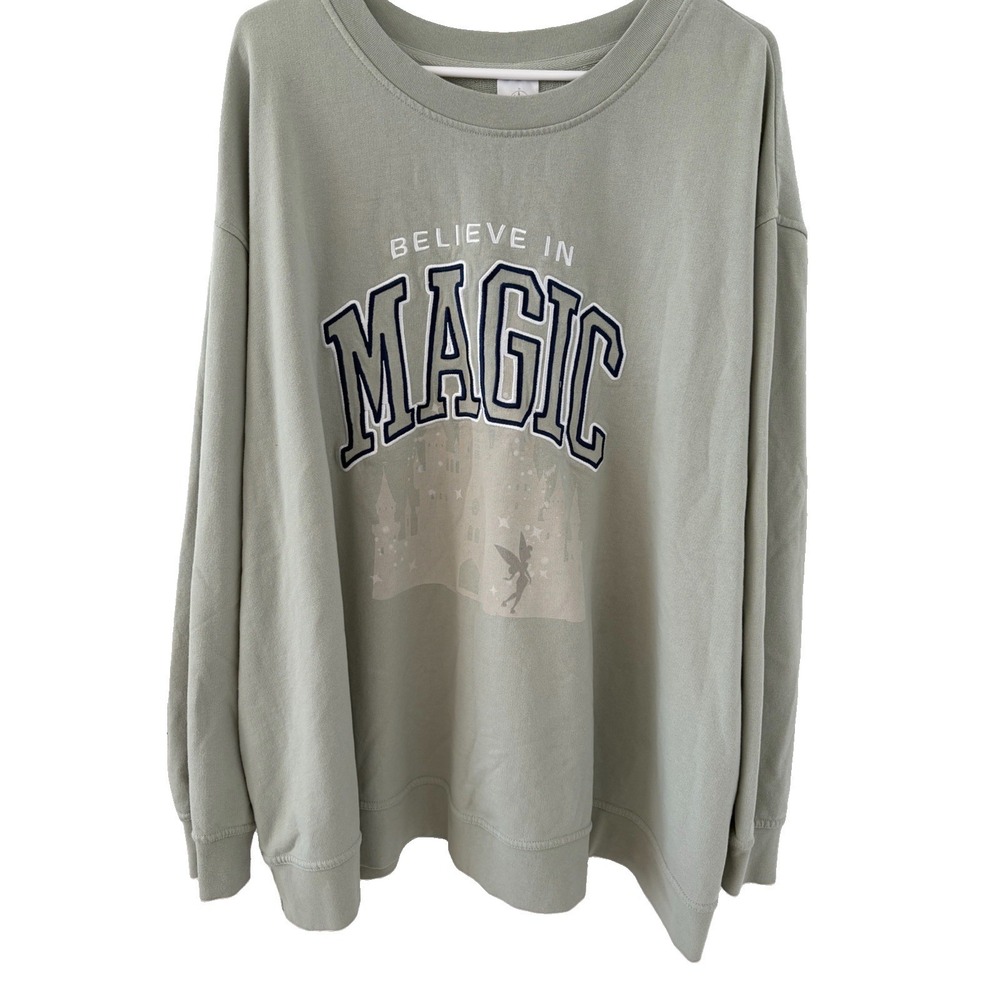 Disney Disneyland Believe In Magic Tinker Bell Sweatshirt Seafoam Green 3X